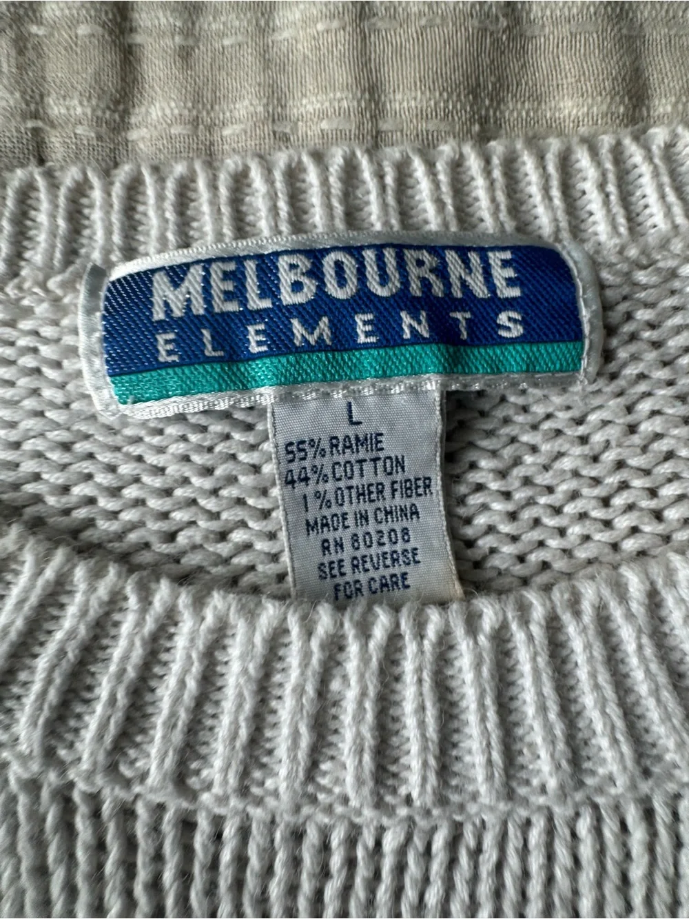 Vintage Short Sleeve Knit Sweater - White with Teal & Purple Shell Motif